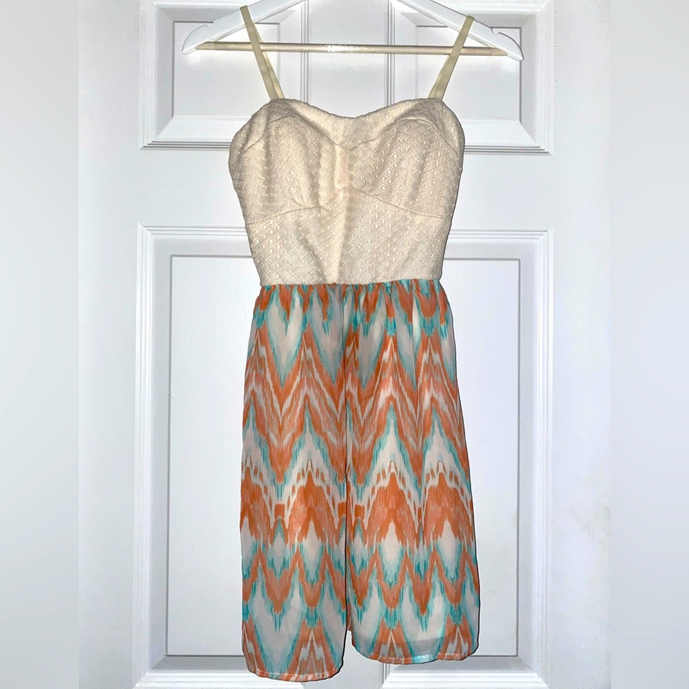Streetwear Society Coral and Blue Mini Dress